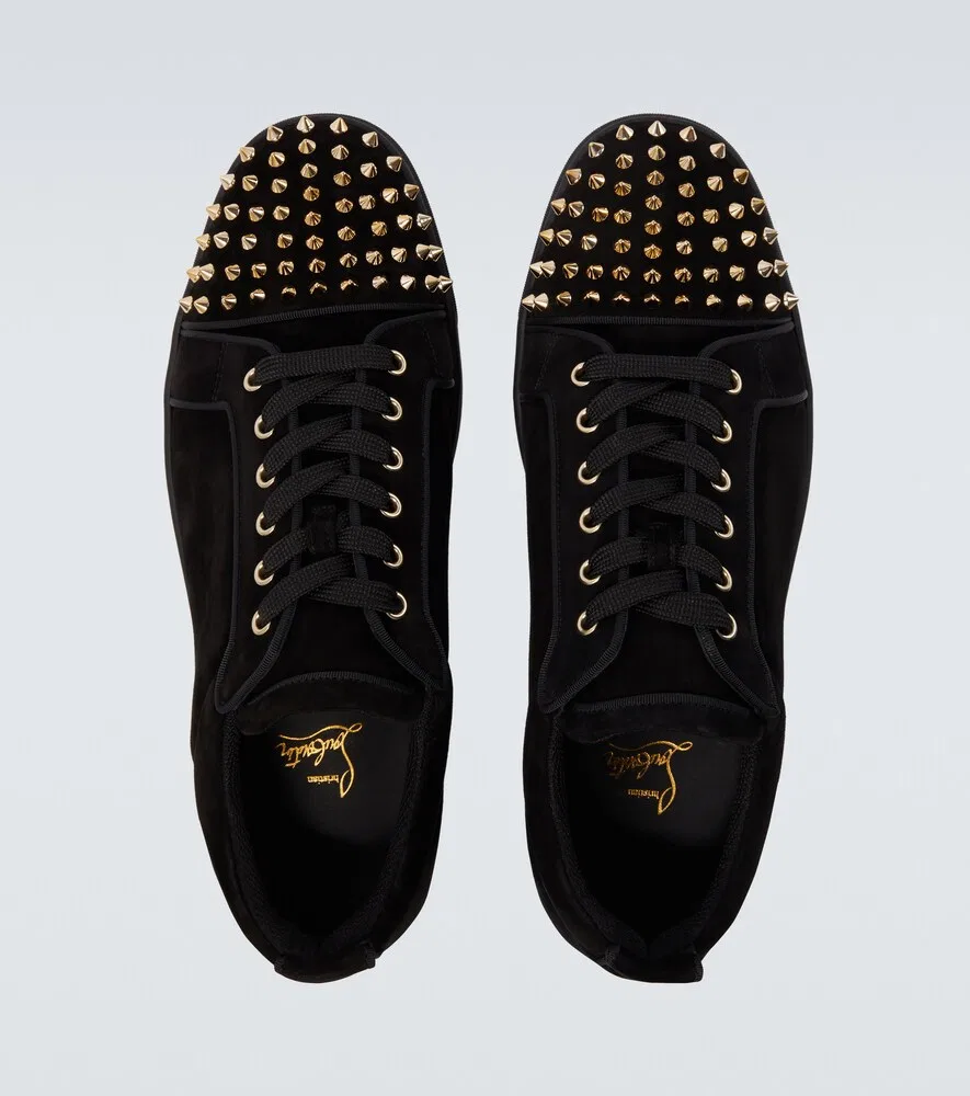 Замшевые кроссовки Louis Junior Spikes Christian Louboutin, черный — фото 4