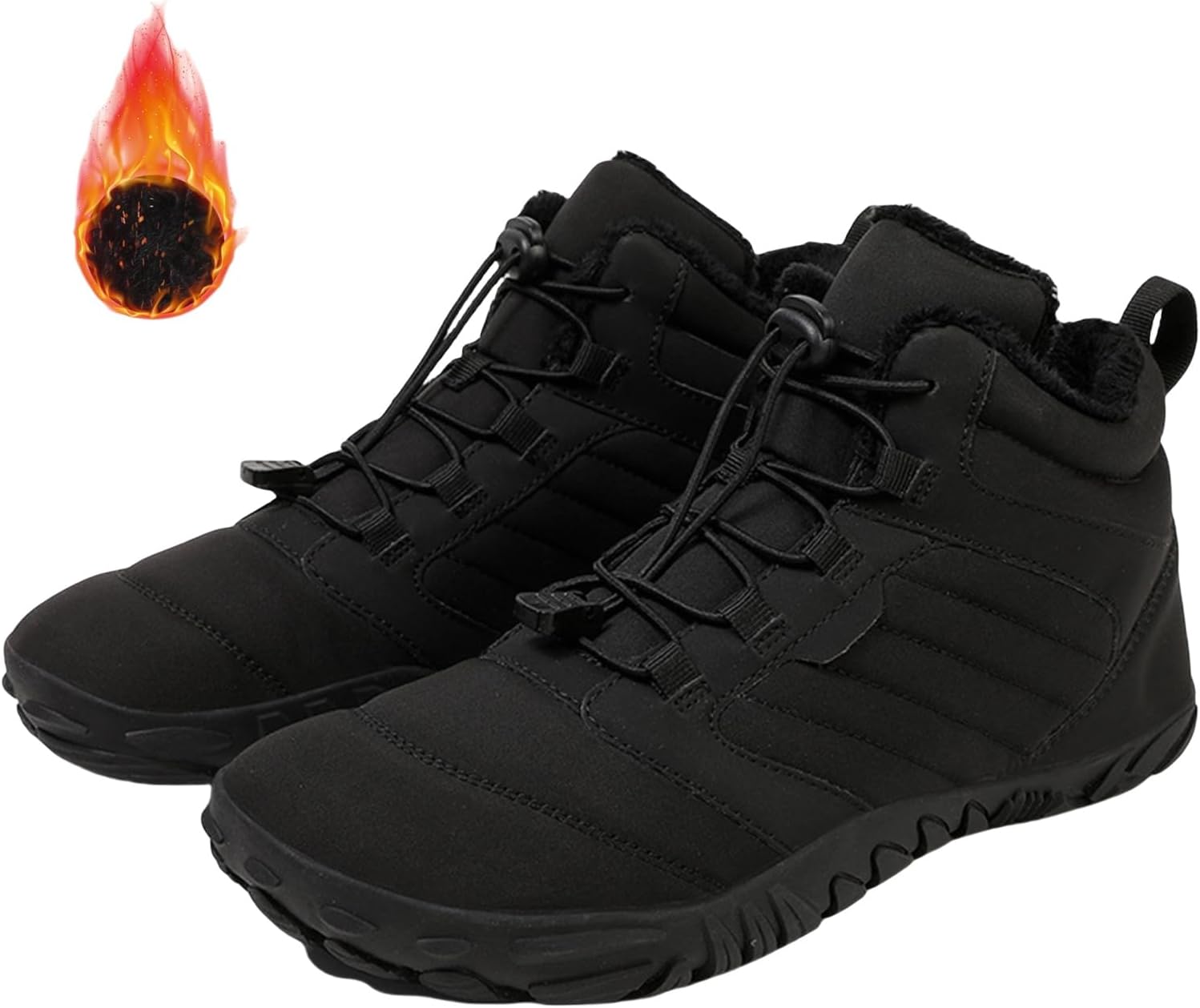 

Походные ботинки для женщин и мужчин, теплые зимние ботинки с меховой подкладкой, водонепроницаемые Wabkderpu, черный