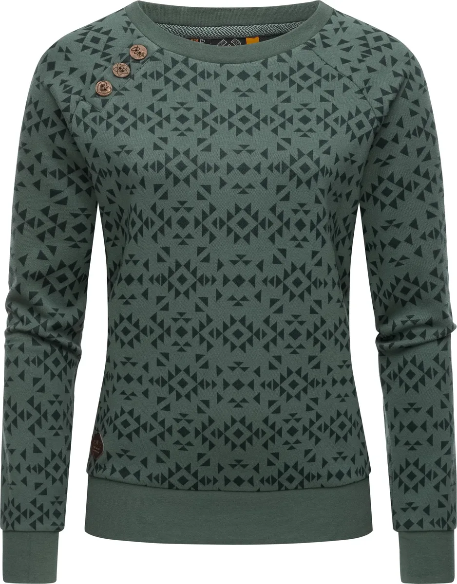 

Свитер Ragwear с круглым вырезом "Darria Aztec", легкий женский свитер с классным принтом, зеленый