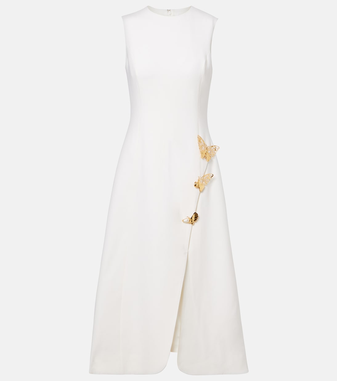 

Коктейльное платье из смесовой шерсти с декором Oscar de la Renta, слоновая кость