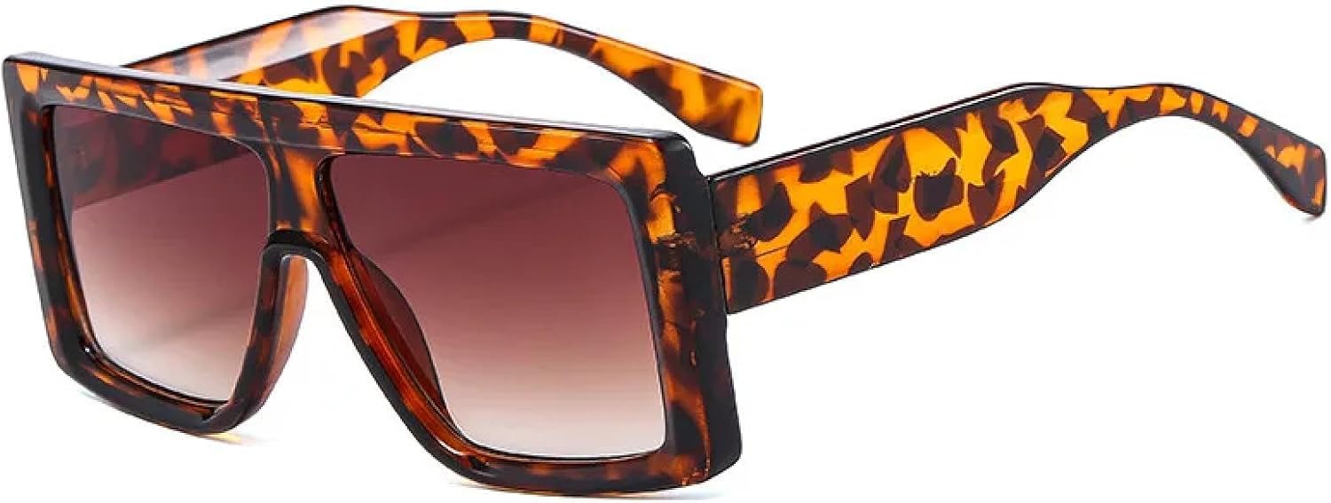 

Модные солнцезащитные очки большого размера для женщин, винтажные очки в крупной оправе для мужчин, солнцезащитные очки с защитой от УФ-излучения UV400 TKKTLLT, Leopard