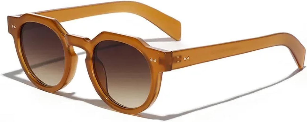 

Солнцезащитные очки с защитой от УФ-излучения UV400 | Круглые панк-очки с заклепками | Для женщин и мужчин, для занятий спортом на открытом воздухе и вождения DSVIGF, Tea Tea