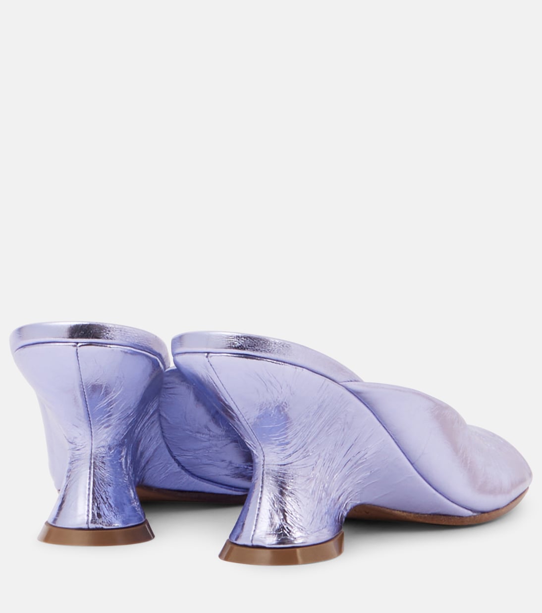 Мюли из металлизированной кожи на танкетке Dries Van Noten, Lilac — фото 2