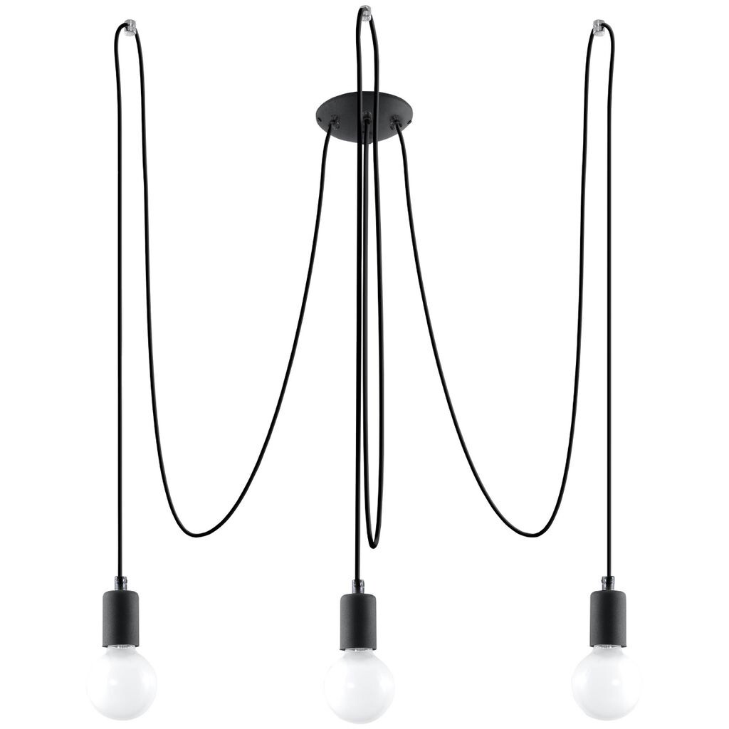 

Люстра EDISON 3 черная 3хЕ27 60Вт ткань, сталь 150х300х300см Sollux Lighting