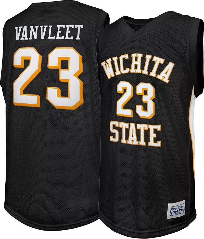 

Retro Brand Мужские шокеры штата Уичито Fred VanVleet # 23, черная реплика баскетбольной майки
