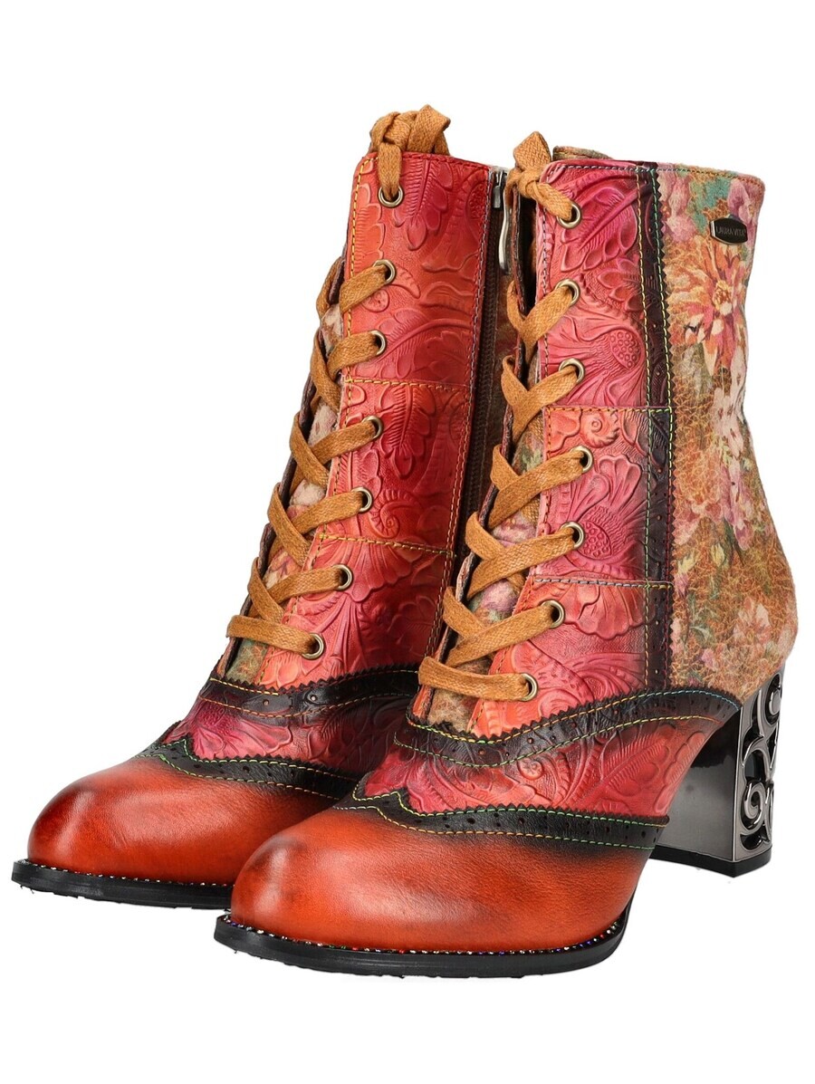 Ботильоны на шнуровке Laura Vita Lace-Up Ankle Boots, красный — фото 4