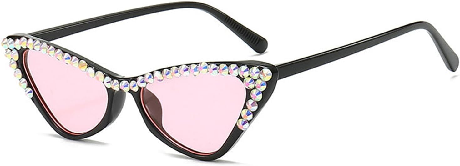 

Солнцезащитные очки «кошачий глаз» от Helena Diamond для женщин, ретро-стиль, с блестками, стразами, кристально сверкающим треугольником, роскошные очки с драгоценными камнями, Pink