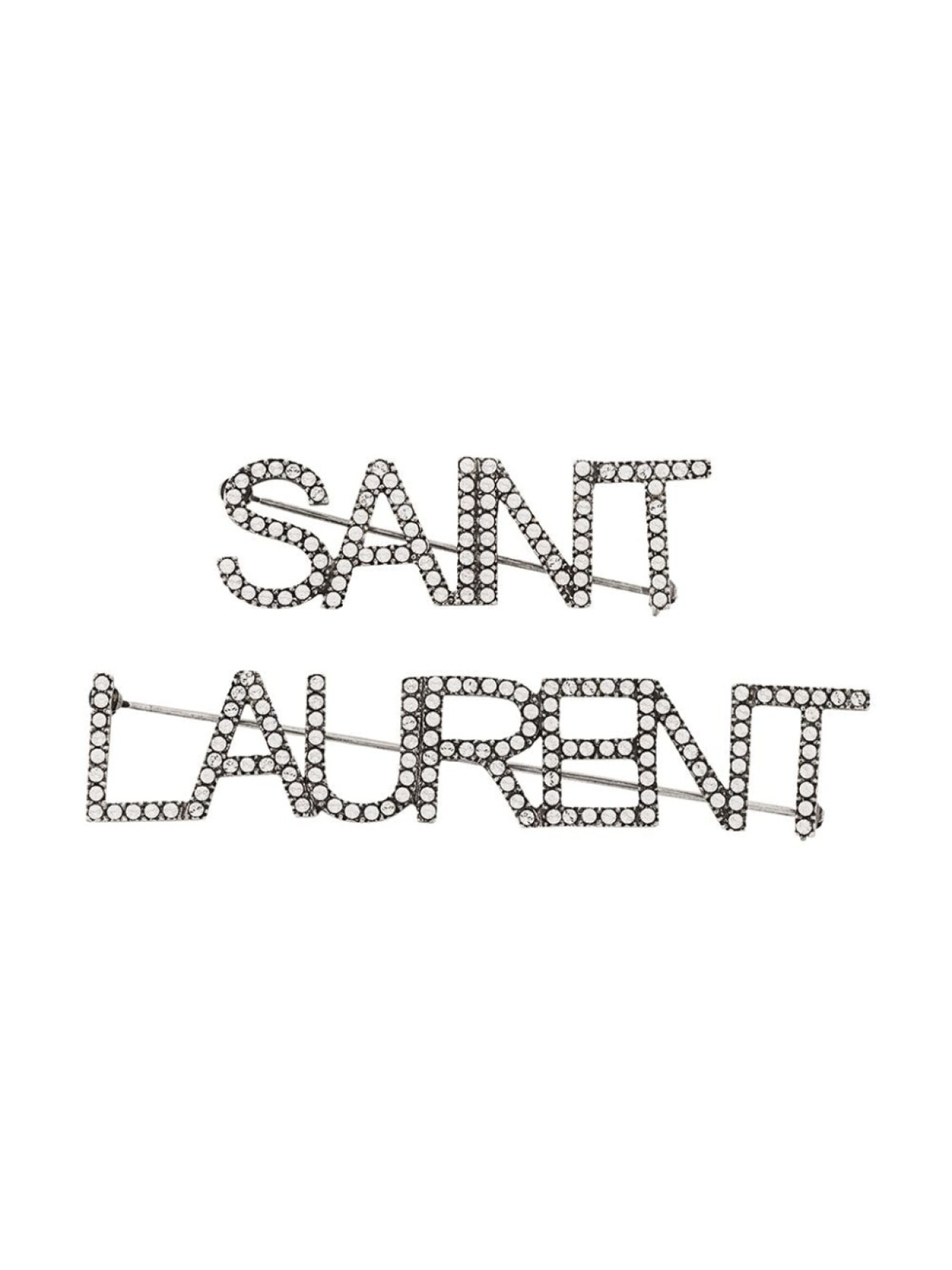 

Брошь с логотипом и кристаллами Saint Laurent, серебряный