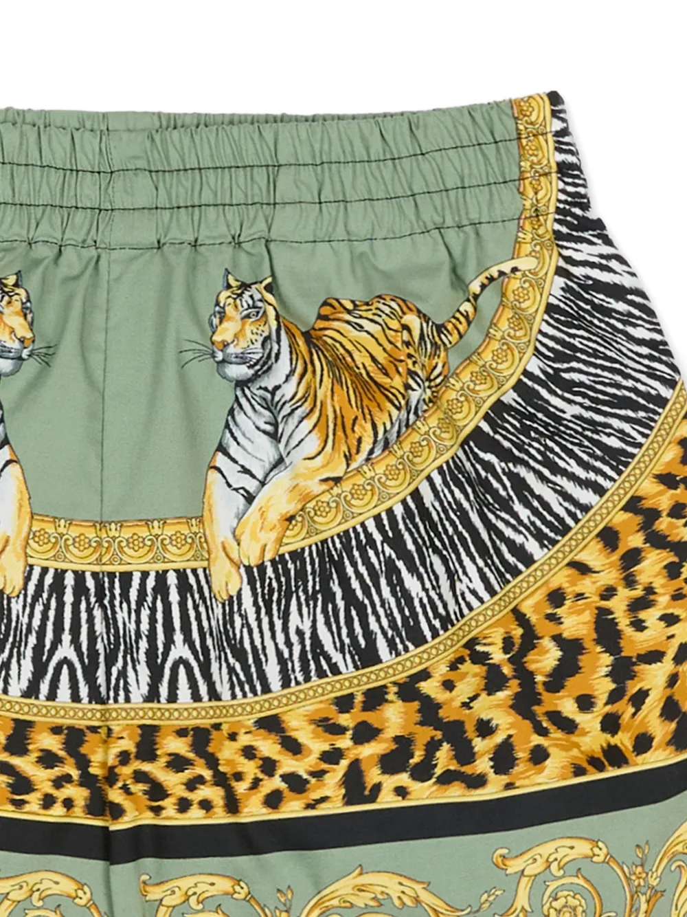 Шорты с принтом "Дикие кошки" Versace Kids, зеленый — фото 2