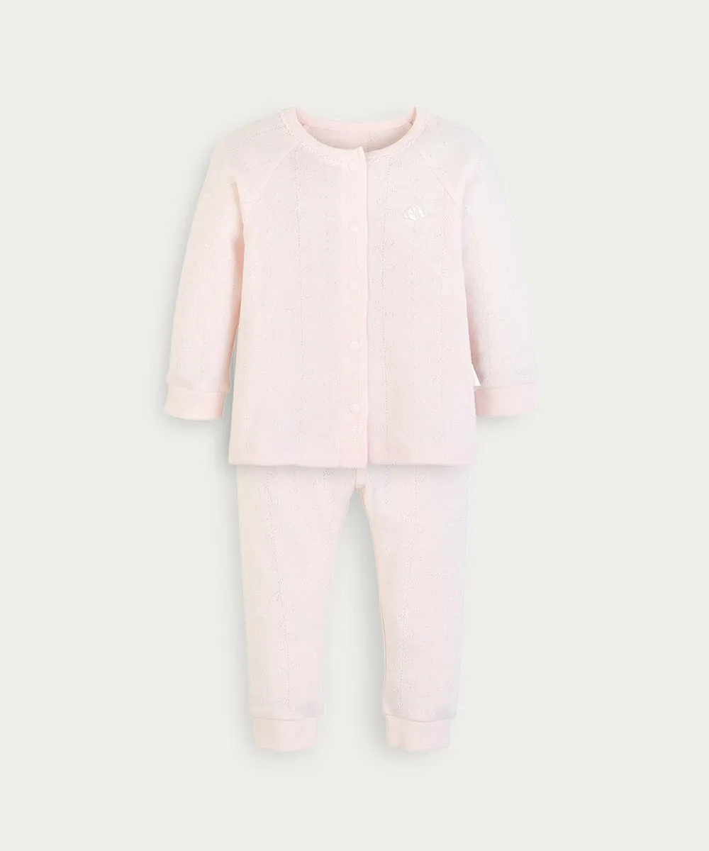 Милый топ с длинными рукавами и брюки с перфорацией Moimoln, Light Pink