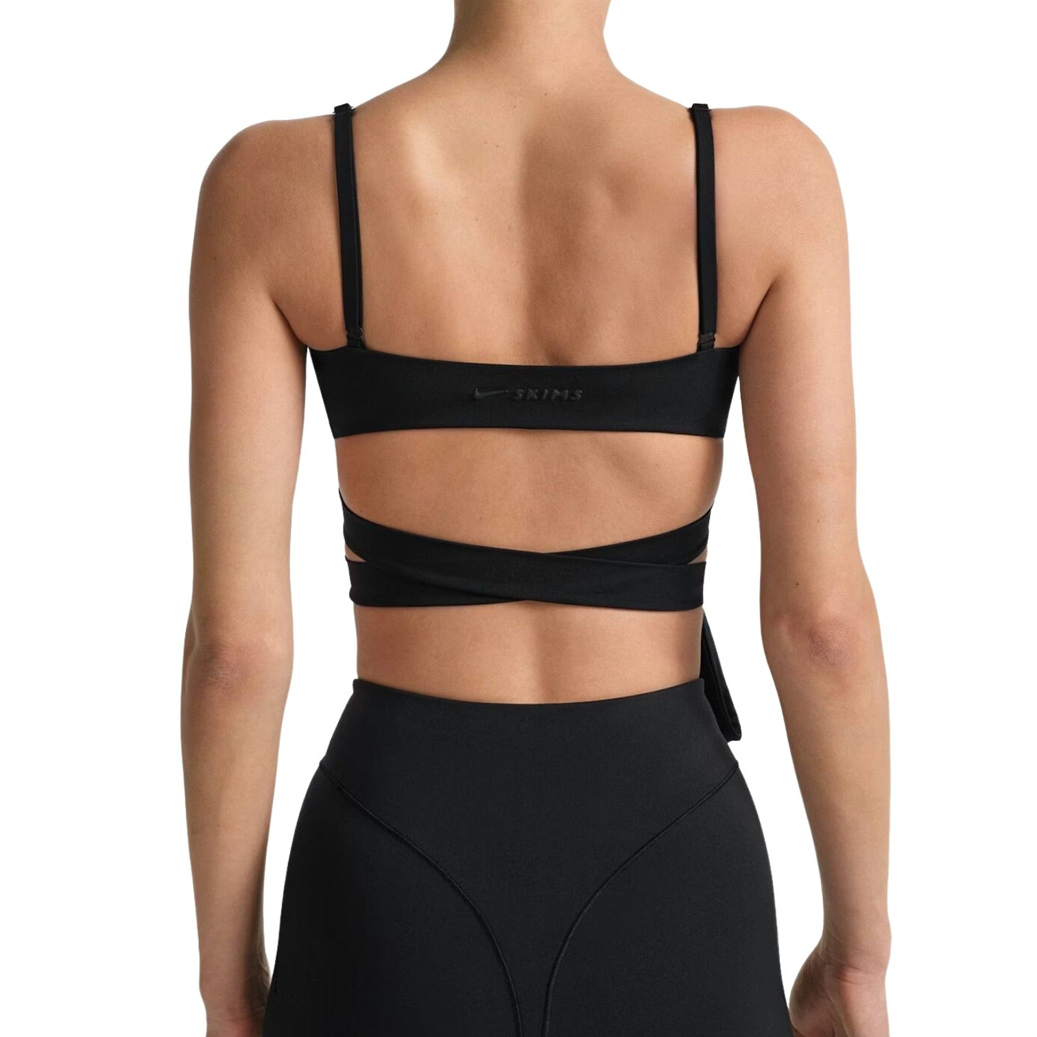 (WMNS) Nike x SKIMS Матовый бюстгальтер с отворотом спереди, цвет «Обсидиан» — фото 3