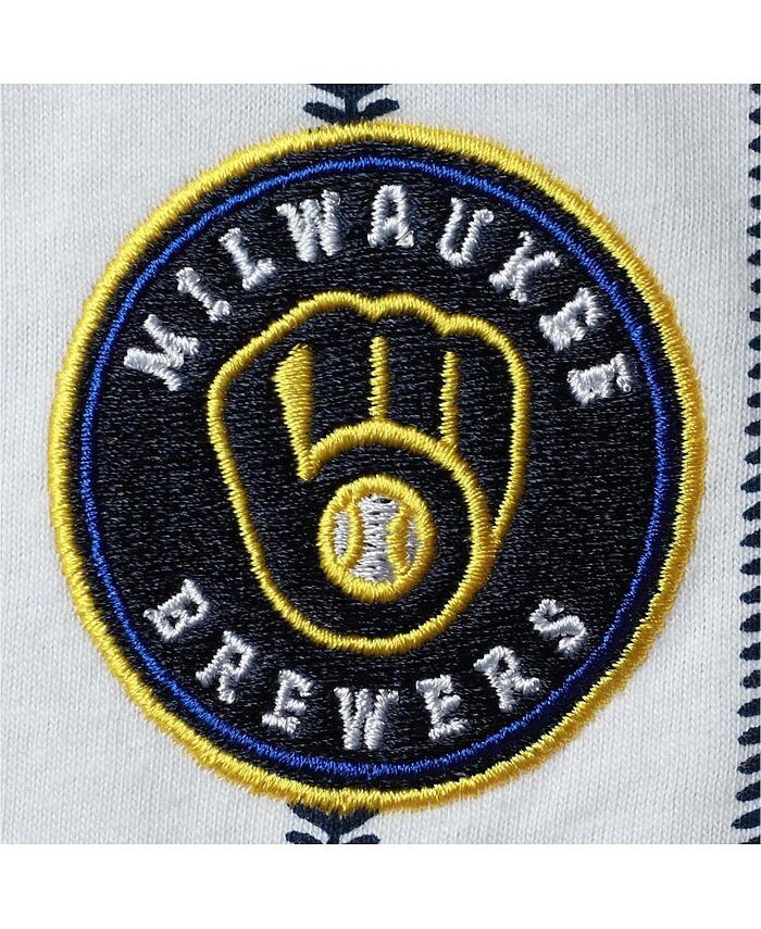 Боди Milwaukee Brewers Power Hitter с короткими рукавами белого и темно-синего цвета для новорожденных Outerstuff, белый/темно-синий — фото 4