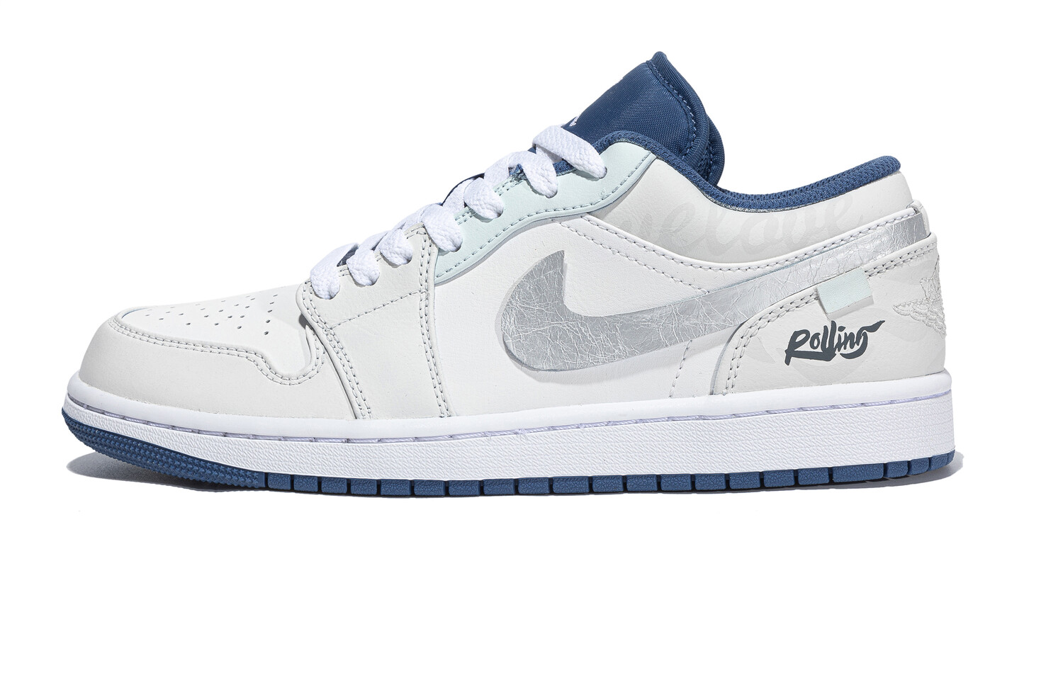 

Кроссовки Air Jordan 1 Vintage Basketball Shoes Men Low-top Blue/white/silver, синий/белый