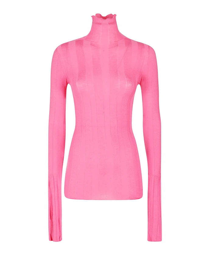 

Розовая блузка с высоким воротником и длинными рукавами Sportmax, розовый