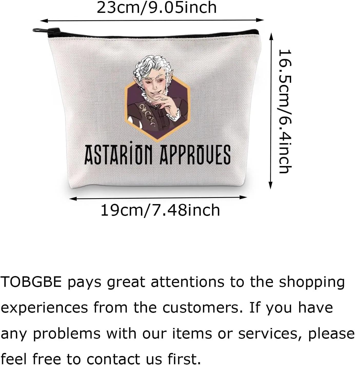 Косметичка TOBGBE BG3 Astarion Gifts Astarion High Elf Gift Astarion Approves Inspired Zipper Makeup Bag Aktap, Astarion Bag-Py1 — фото 2