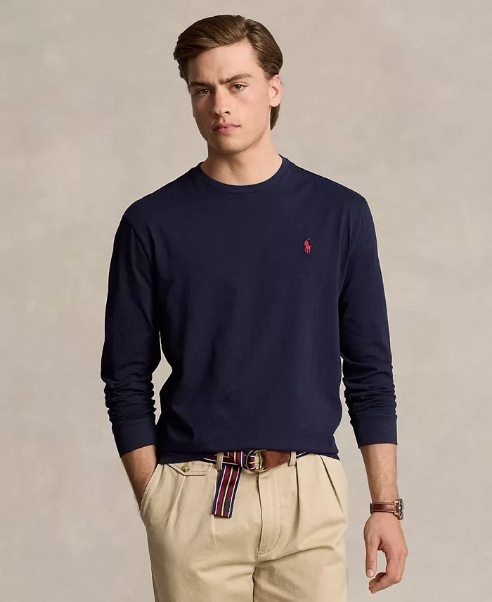 

Мужская футболка с длинным рукавом классического кроя из джерси Polo Ralph Lauren, синий