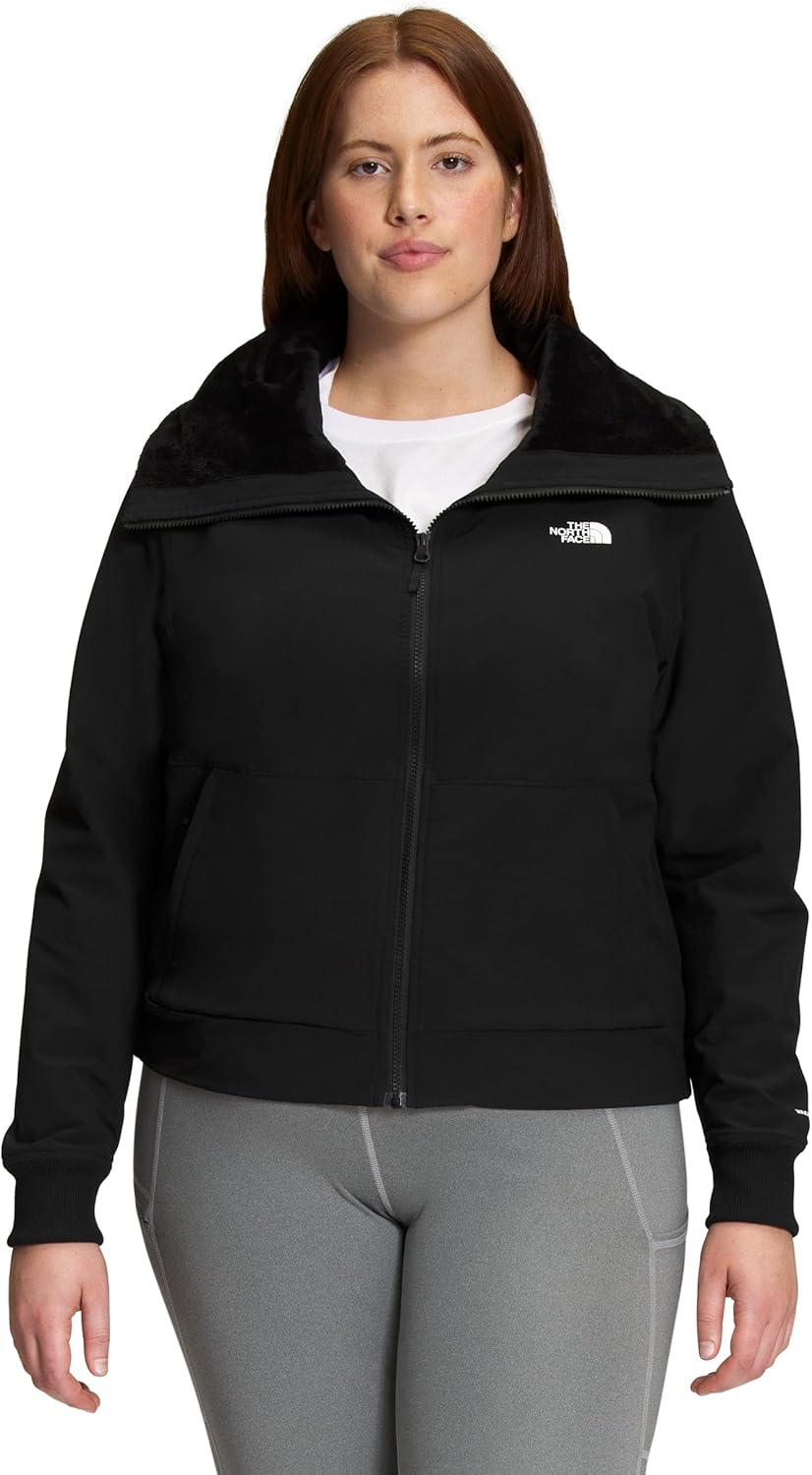 

Женская куртка-бомбер The North Face плюс сайз водоотталкивающая с флисом, черный