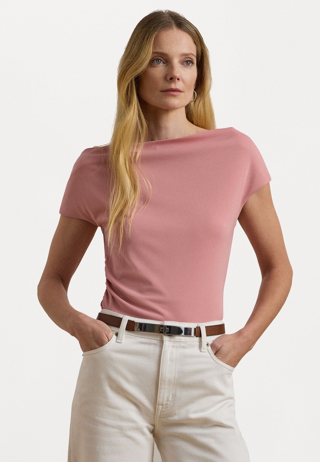 

Базовая футболка MATTE JERSEY PULLOVER Lauren Ralph Lauren, светло-розовый