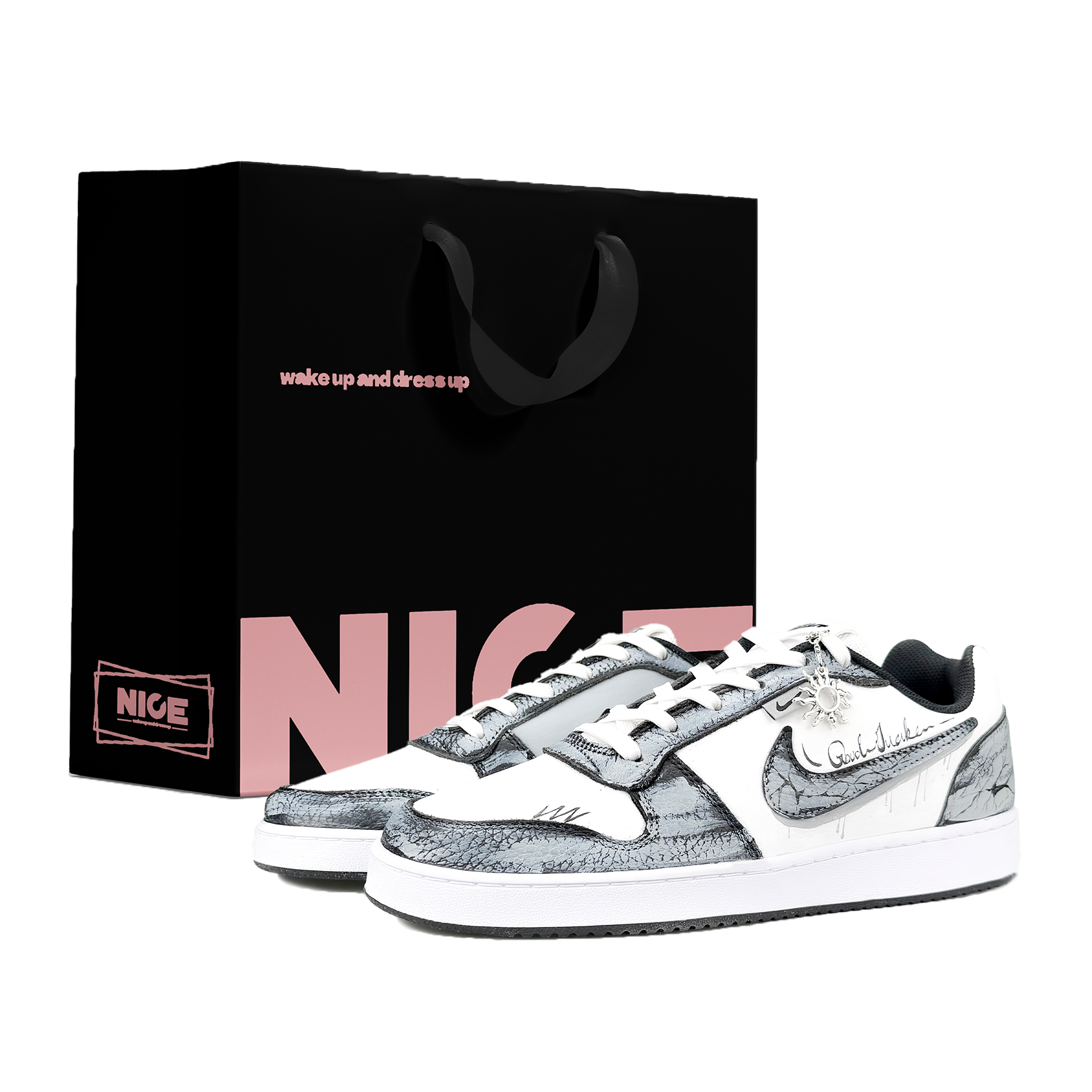 

Nike Износостойкие низкие кроссовки для скейтбординга EBERNON, мужские, серо-белые