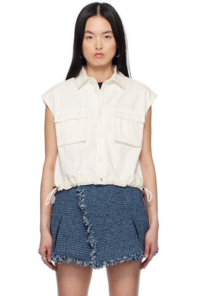 

Джимовая рубашка микс Sacai, цвет off-white
