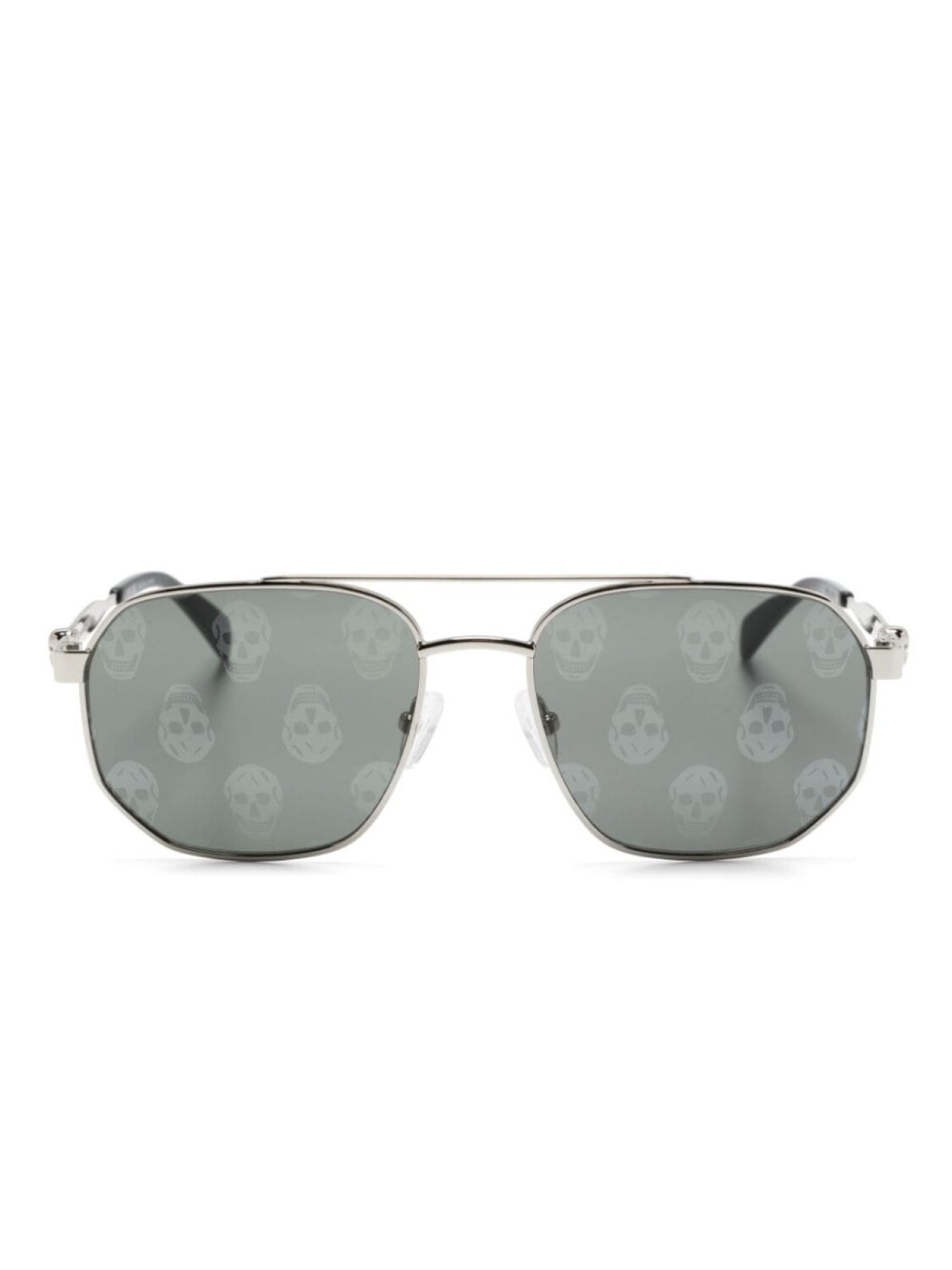 

Alexander McQueen Eyewear солнцезащитные очки-пилоты с принтом, серебристый