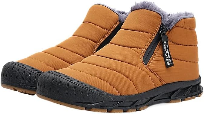 

Мужские зимние ботинки на снегоступах, водонепроницаемые, с меховой подкладкой, теплые ботильоны с застежкой-молнией, на легком носке, для улицы, удобные для ходьбы Hhhchpm, кофейный