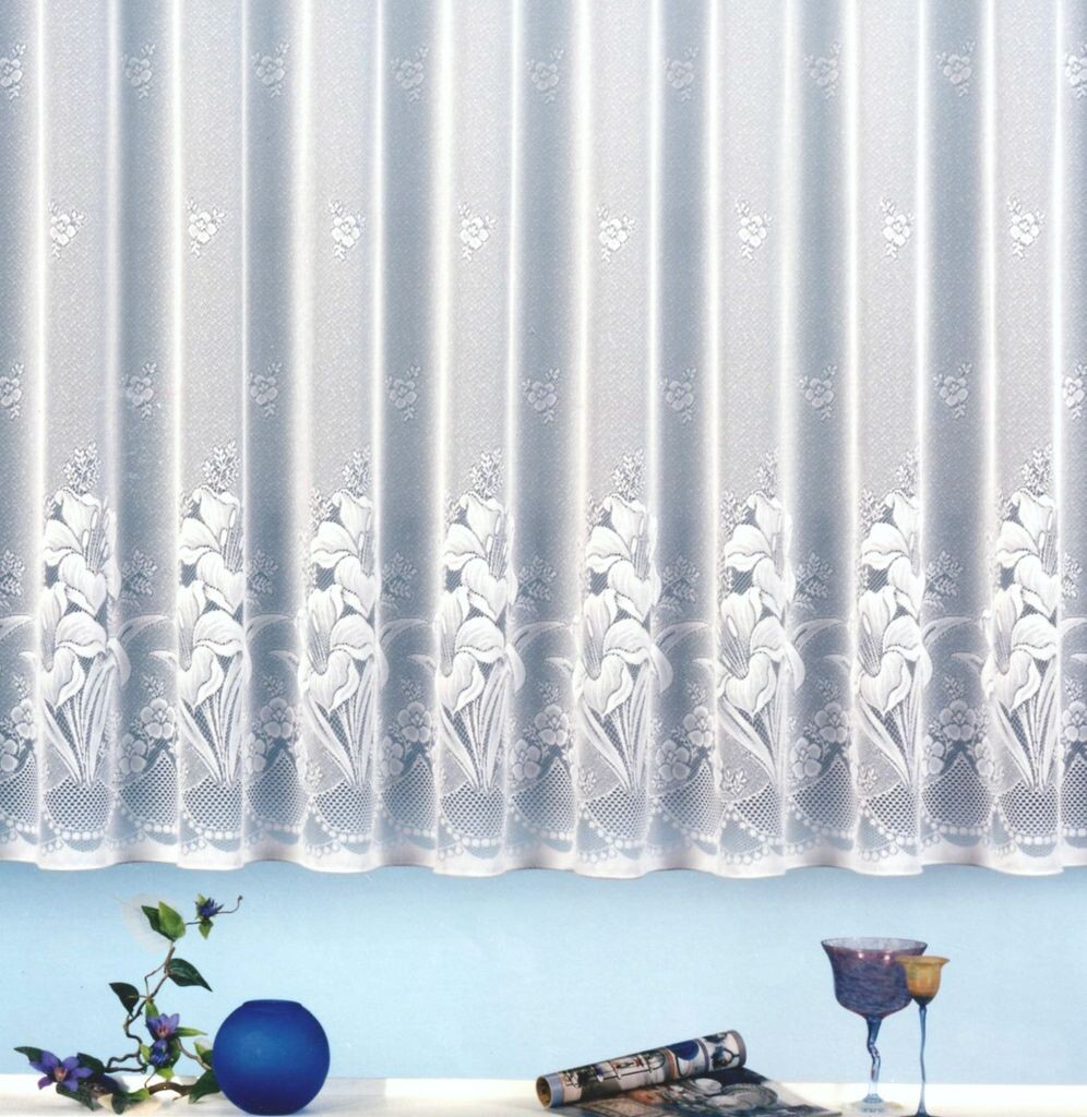 

Heimtexland Жаккардовые шторы для магазинов Цветы Белая лента с рюшами Готовая штора Тип43 160x300 см, белый