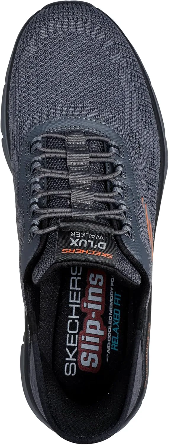 Мужские кроссовки Skechers D'Lux Walker Rezinate с легким надеванием без использования рук, оранжевый — фото 2