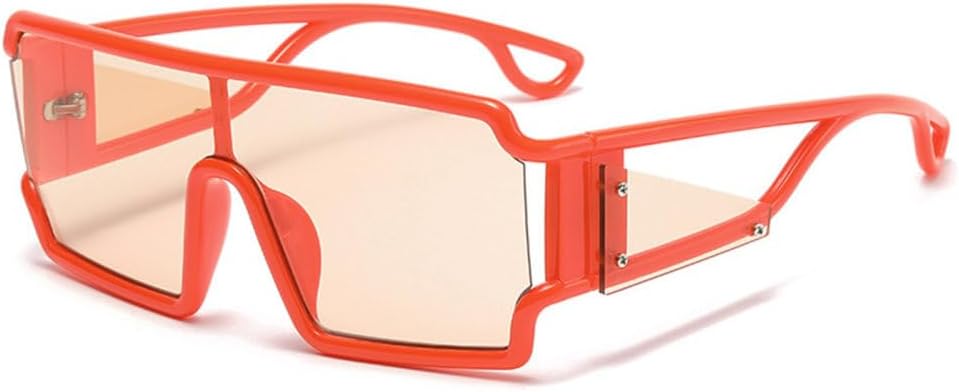 

Винтажные квадратные солнцезащитные очки большого размера 2027 года для женщин и мужчин, модные очки с плоской верхней частью, трендовые панк-солнцезащитные очки MTZJH, Orange Champagne