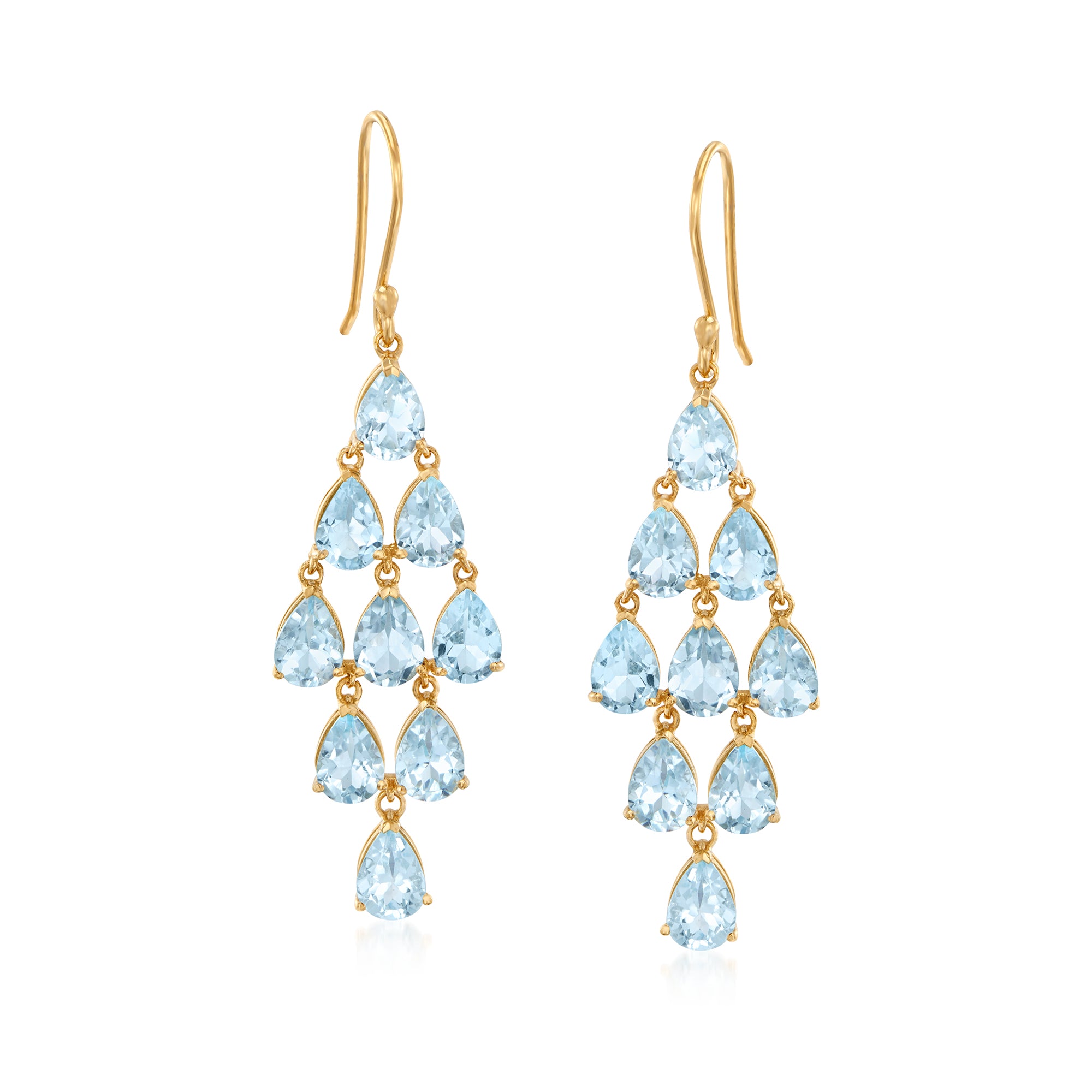 

Гранатовые серьги-люстры Ross-Simons из 18-каратного золота поверх стерлингового серебра Ross-Simons, синий