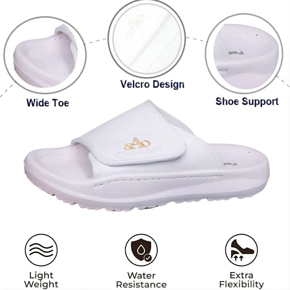 Asifn Men's Cushion Сандалии Легкие противоскользящие мягкие уличные ручные регулируемые повседневные слип-он для лета, белый — фото 2
