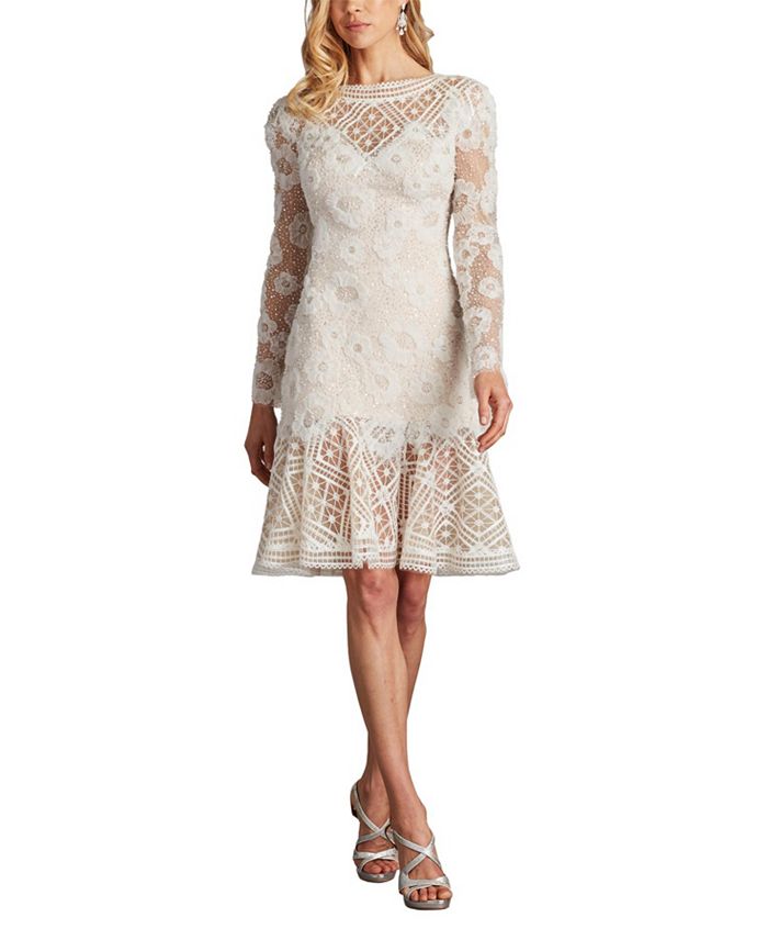 

Платье Idly с вышивкой и эффектом иллюзии Tadashi Shoji, слоновая кость/кремовый