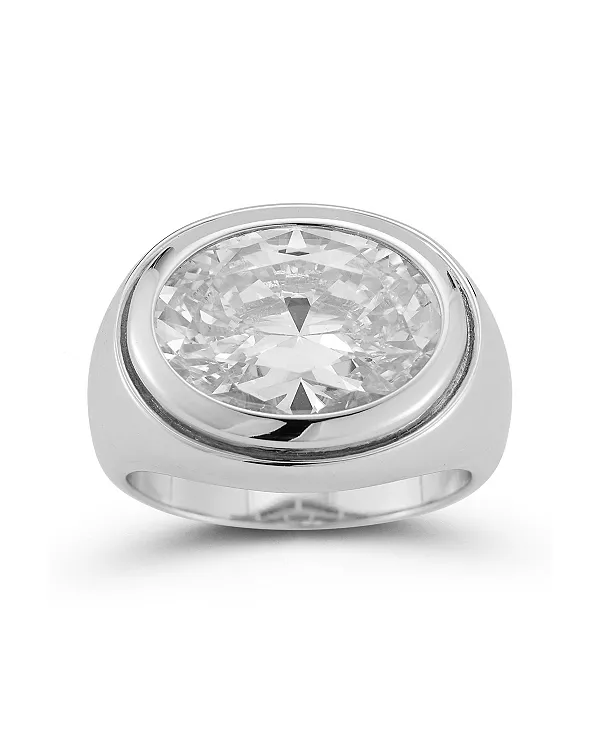 

Овальное кольцо-печатка из стерлингового серебра с покрытием из 14-каратного золота Rachel Zoe, silver