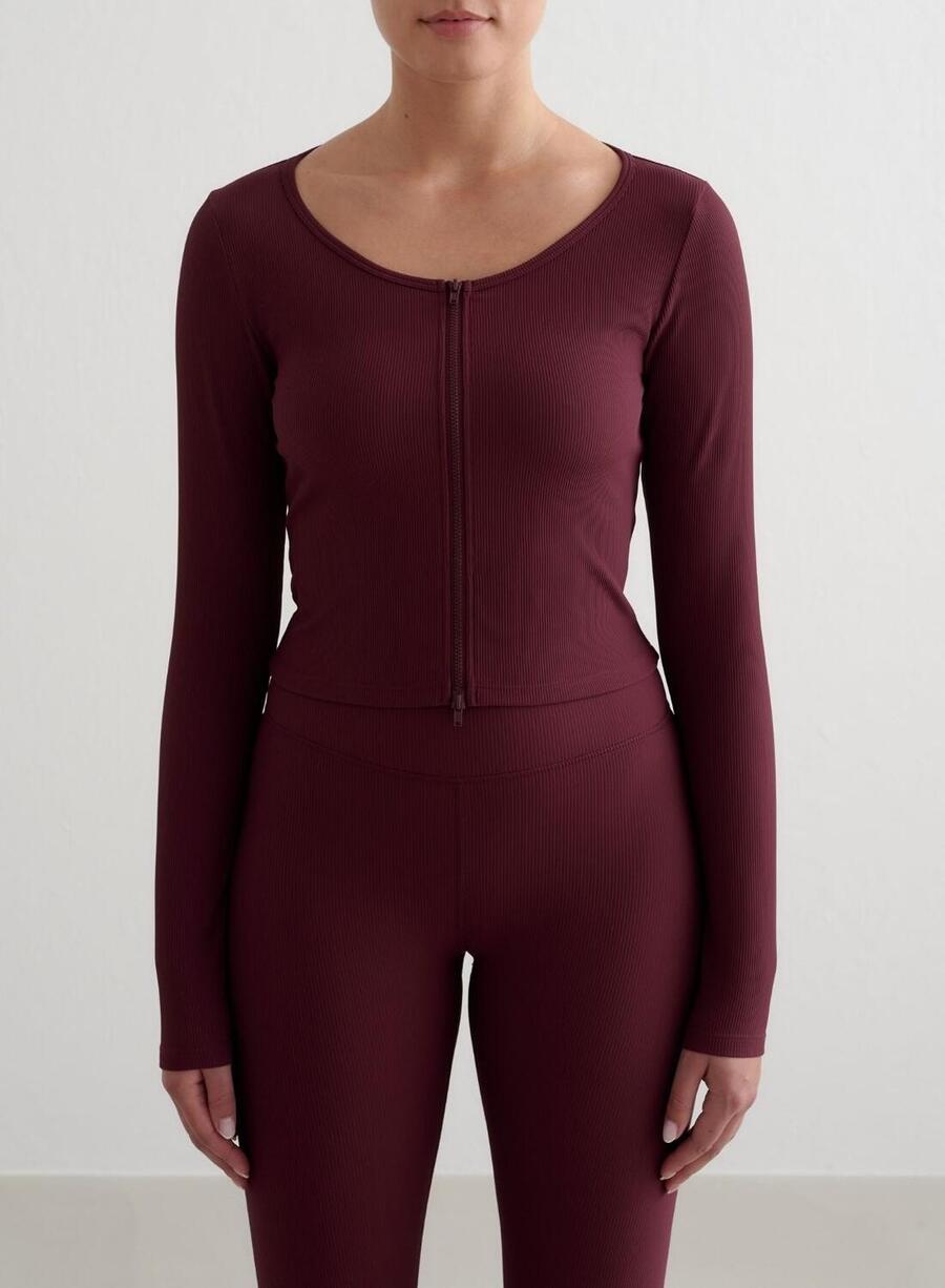 

AIM'N Женский кардиган на молнии в рубчик, быстросохнущий, вишневый