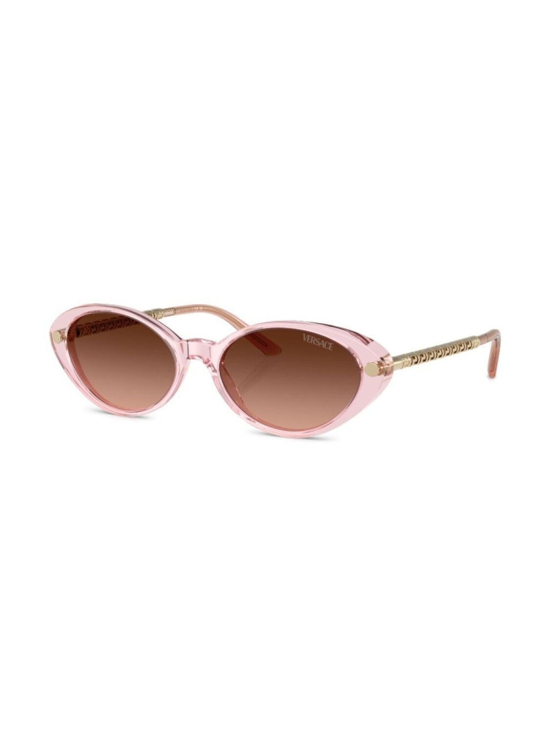 Versace Eyewear солнцезащитные очки в овальной оправе с декором Greca, розовый — фото 2