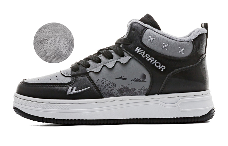 

Кроссовки WARRIOR Skateboarding Shoes Unisex High-top Dark Gray, черный