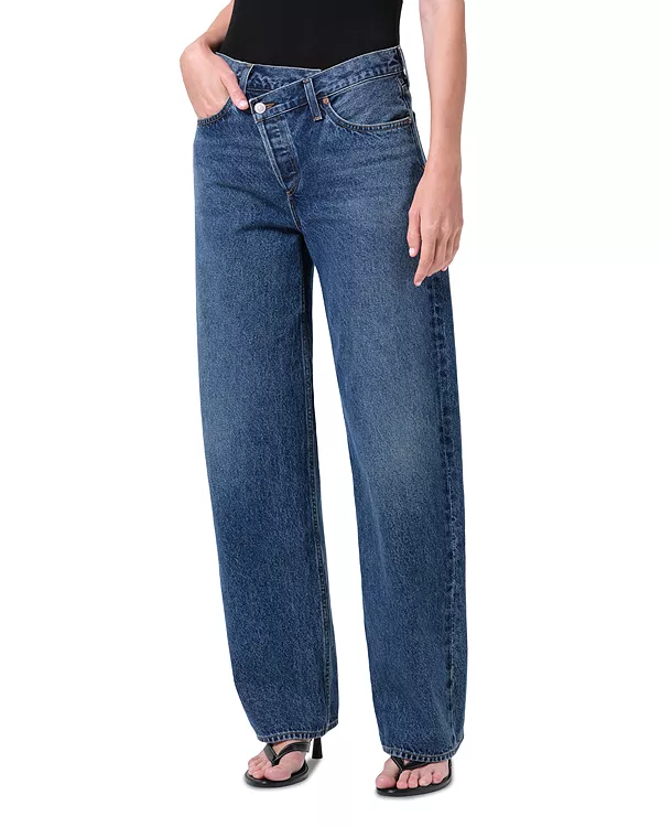 

Джинсы Arc с высокой посадкой, прямой крой, перекрестные крой Agolde, синий