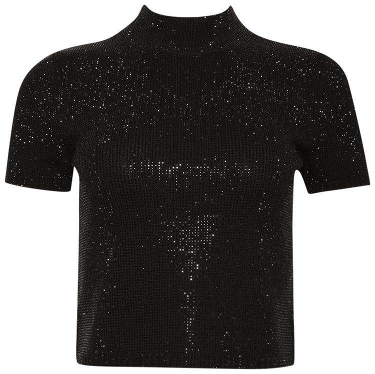 

Футболка Alexander Wang с высоким воротником и сплошным слоем кристаллов, черный