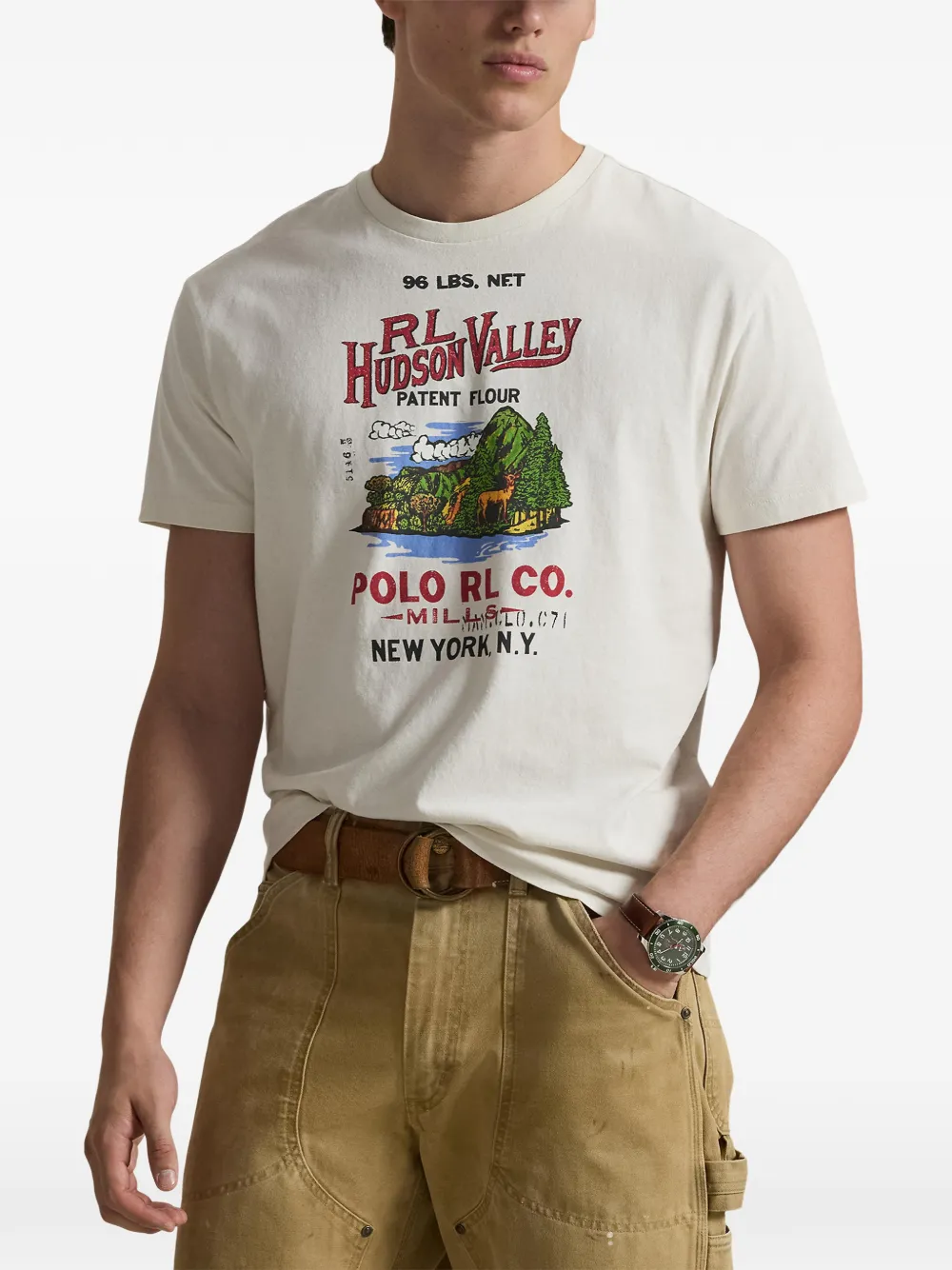 Футболка с принтом и круглым вырезом Polo Ralph Lauren, белый — фото 3