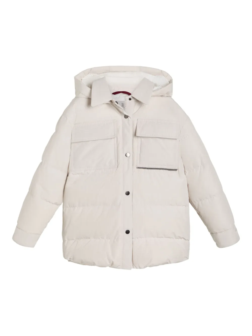 

Стеганая куртка с капюшоном Brunello Cucinelli Kids, нейтральный