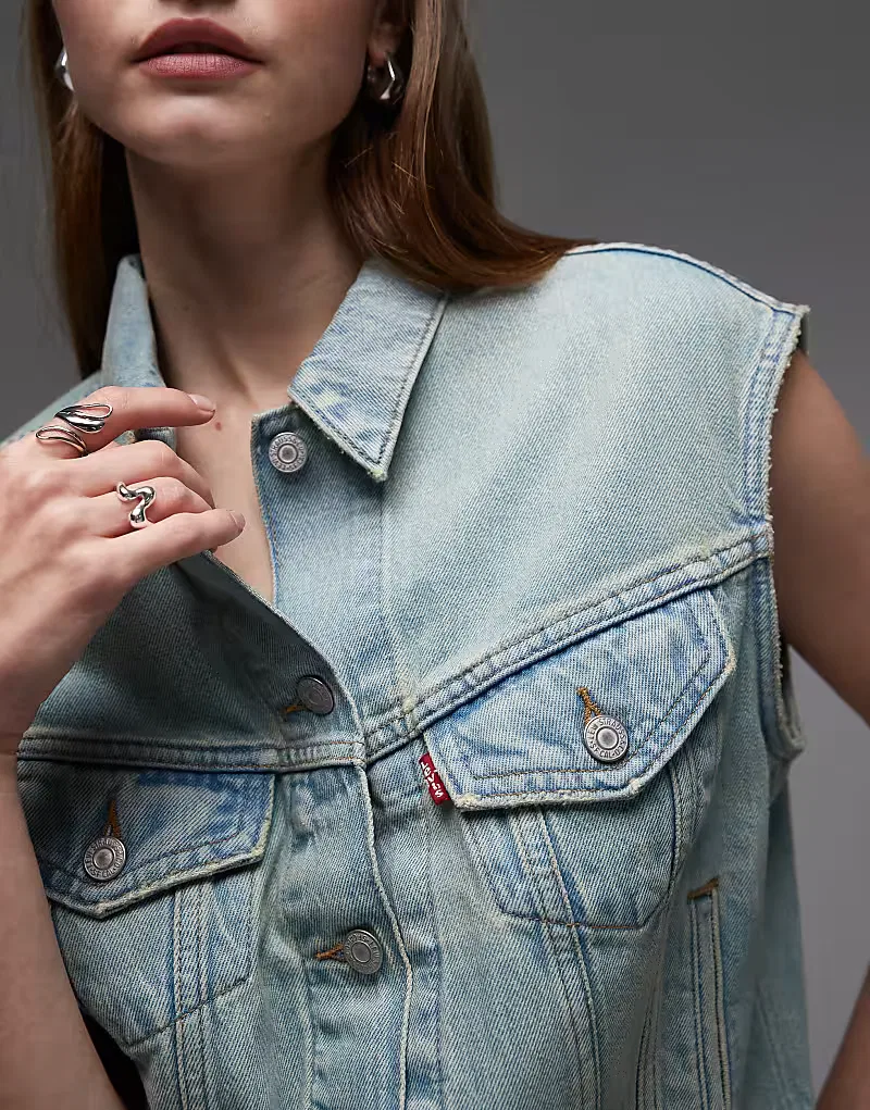 Джинсовый жилет-трак в стиле 90-х Levis Levi's, светло-синий — фото 2