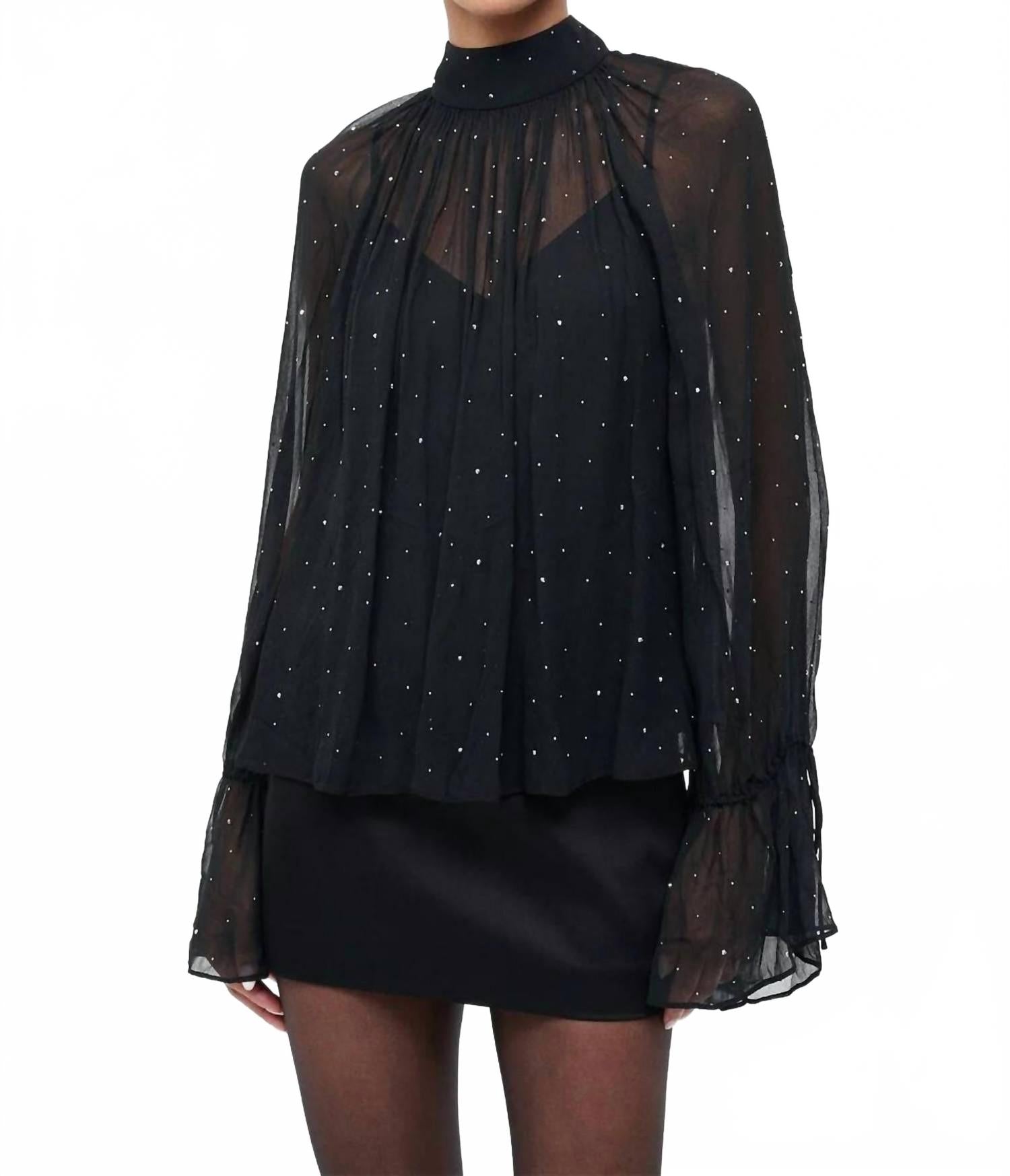 

STAUD Мини-платье Roux Embellished Semi Sheer черного цвета