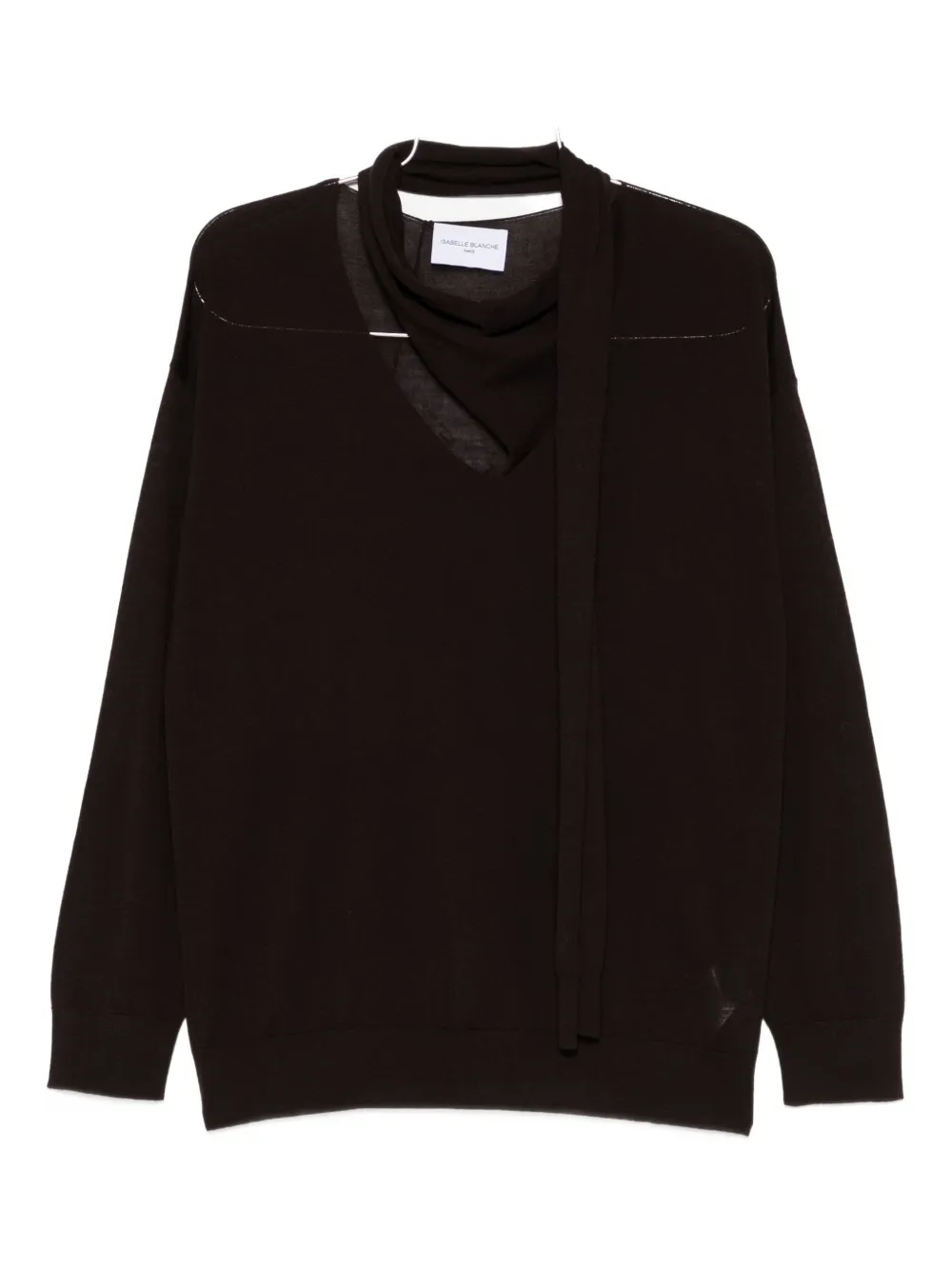 

Свитер с V-образным вырезом и завязками Isabelle Blanche, коричневый