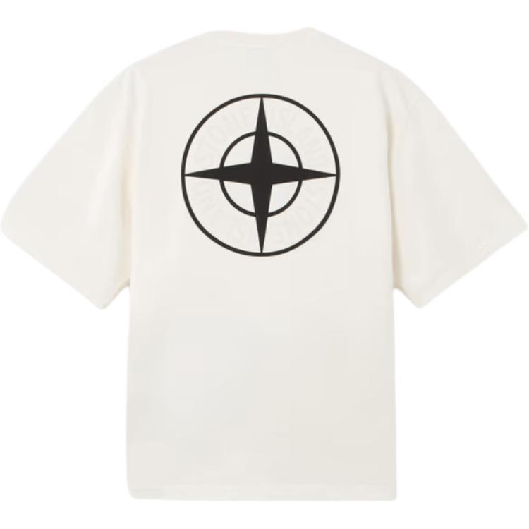 Футболка из хлопка с логотипом STONE ISLAND, слоновая кость — фото 2