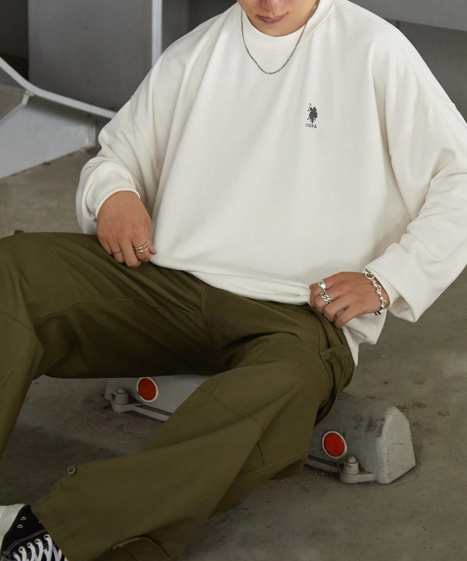 Эксклюзивная флисовая толстовка с вышитым крупным силуэтом логотипа US POLO ASSN. / U.S. Polo Assn.
