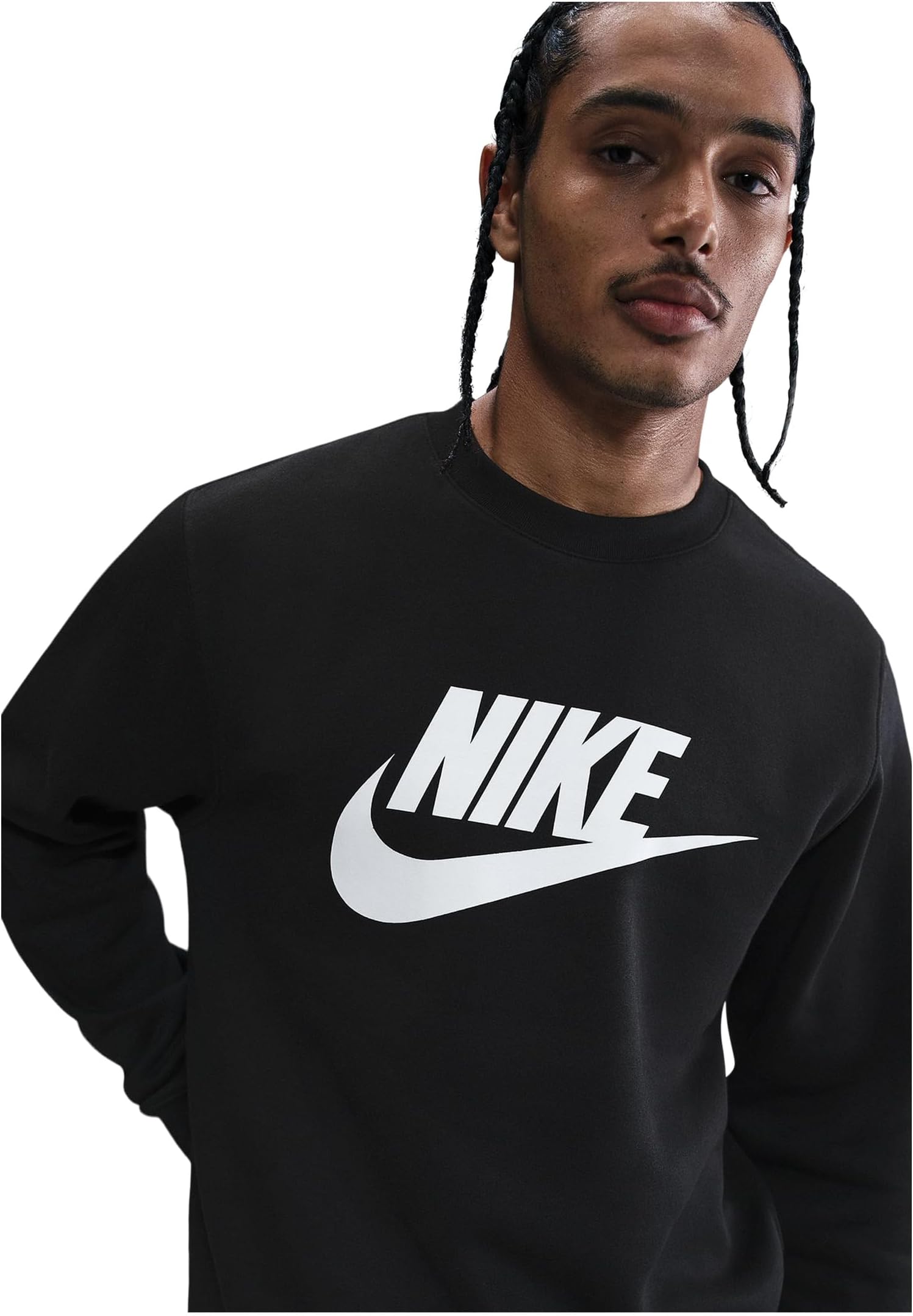 Толстовка Nike Club Brushed Fleece Crew, черный/белый — фото 3