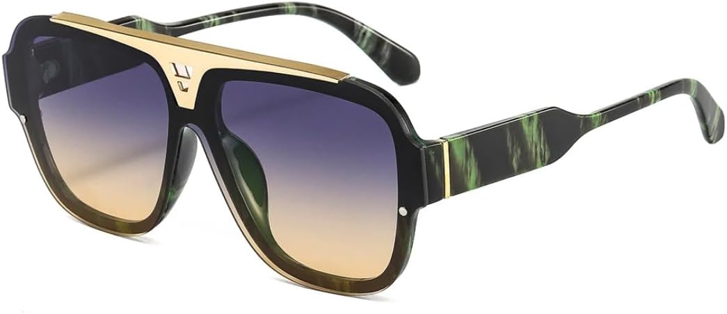 

Модные винтажные солнцезащитные очки в крупной оправе для женщин и мужчин, роскошные дизайнерские популярные солнцезащитные очки для женщин с защитой от УФ-излучения UV400 SZVVBKK, Green Gray Yellow