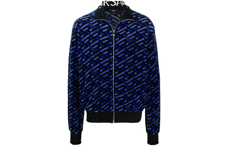 

VERSACE Свитшот с узором грека из шенилла, Blue