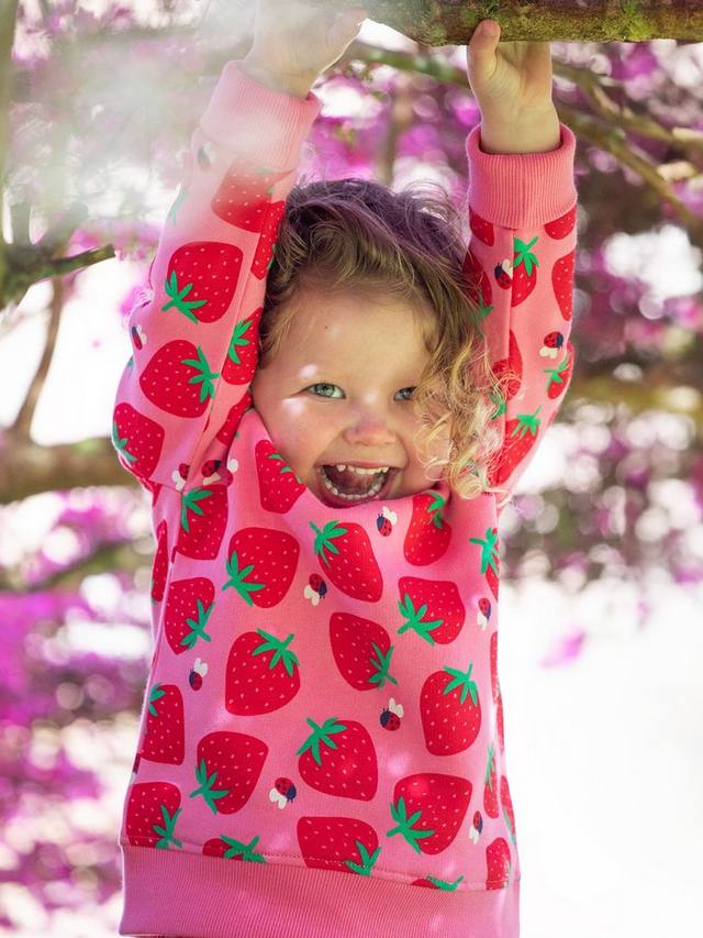 Детский джемпер из чистого органического хлопка easy on strawberry Frugi, цвет Pink/Red — фото 2