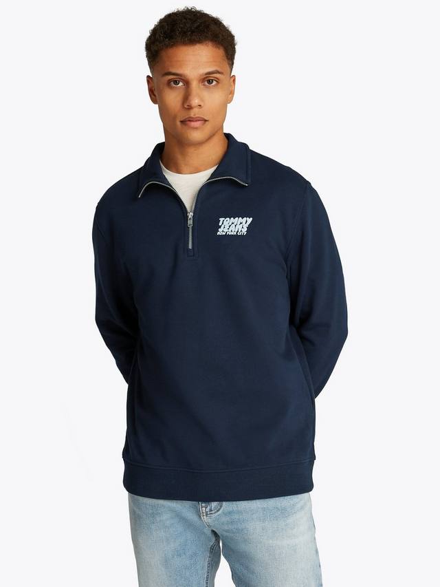 

Хлопковая толстовка на молнии наполовину Tommy Hilfiger, цвет Dark Night Navy